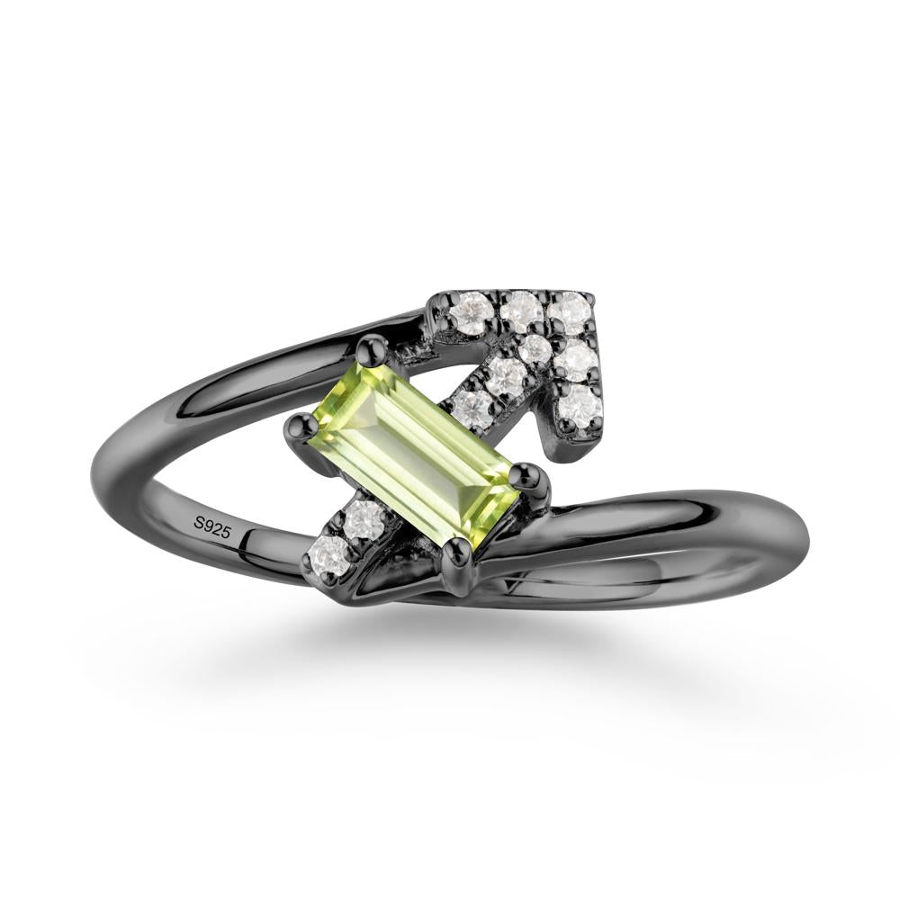 Arrow-Inspired Peridot Ring In Sterling Silver - LUO Jewelry #metal_black finish sterling silver