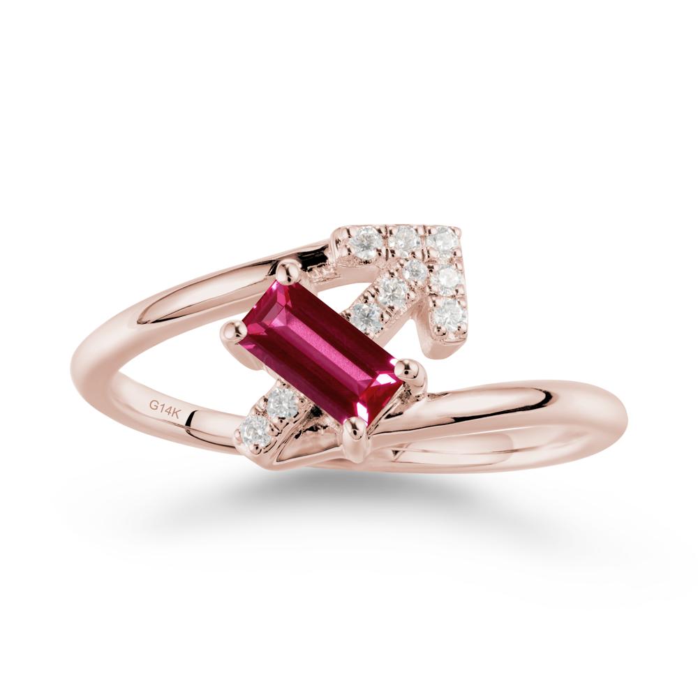 Bypass Sagittarius Zodiac Ruby Ring-Adventurous & Humor - LUO Jewelry #metal_14k rose gold