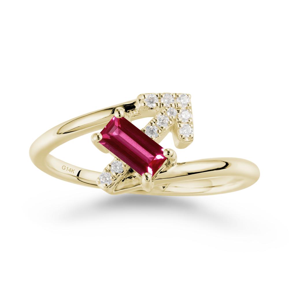 Bypass Sagittarius Zodiac Ruby Ring-Adventurous & Humor - LUO Jewelry #metal_14k yellow gold