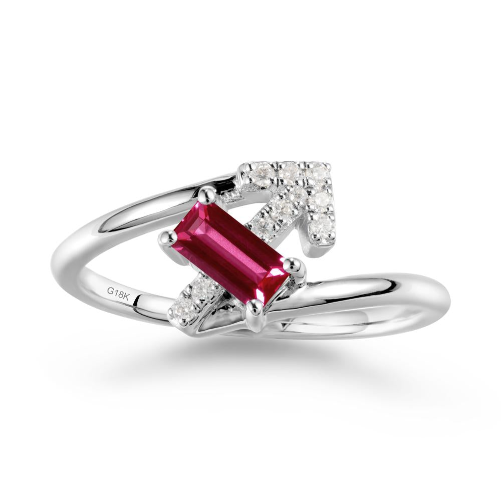 Bypass Sagittarius Zodiac Ruby Ring-Adventurous & Humor - LUO Jewelry #metal_18k white gold