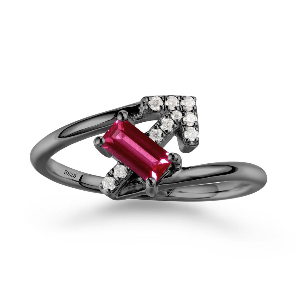 Bypass Sagittarius Zodiac Ruby Ring-Adventurous & Humor - LUO Jewelry #metal_black finish sterling silver