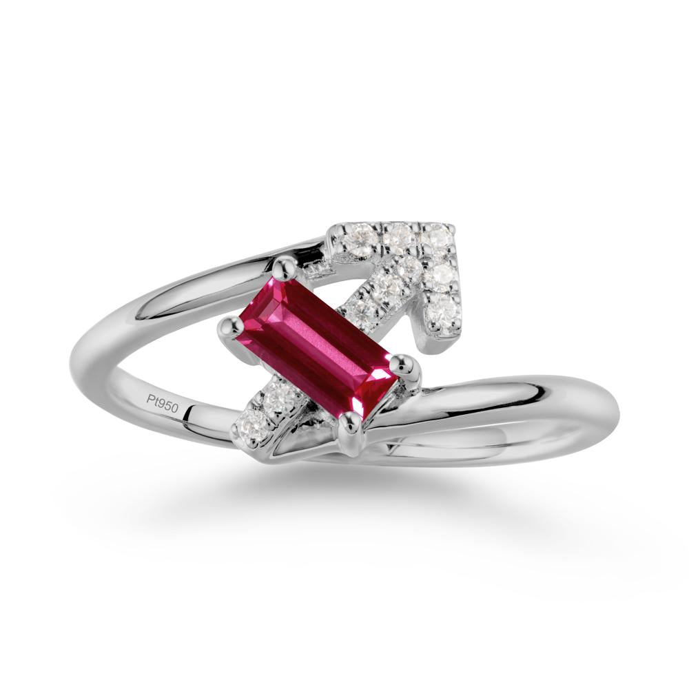 Bypass Sagittarius Zodiac Ruby Ring-Adventurous & Humor - LUO Jewelry #metal_platinum