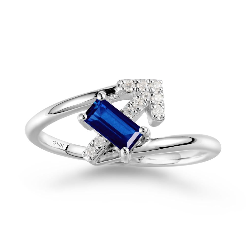 Arrow-Inspired Sapphire Ring In Sterling Silver - LUO Jewelry #metal_14k white gold