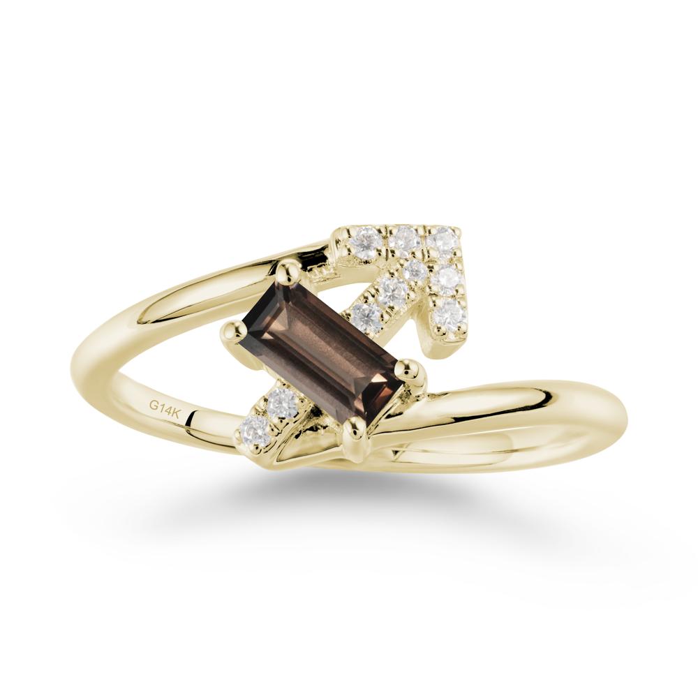 Bypass Sagittarius Zodiac Smoky Quartz Ring-Adventurous & Humor - LUO Jewelry #metal_14k yellow gold