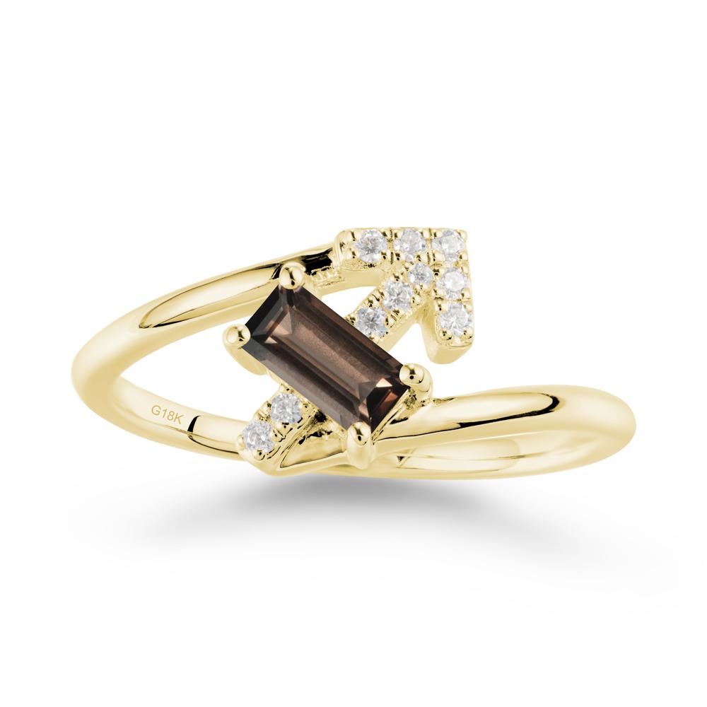 Bypass Sagittarius Zodiac Smoky Quartz Ring-Adventurous & Humor - LUO Jewelry #metal_18k yellow gold