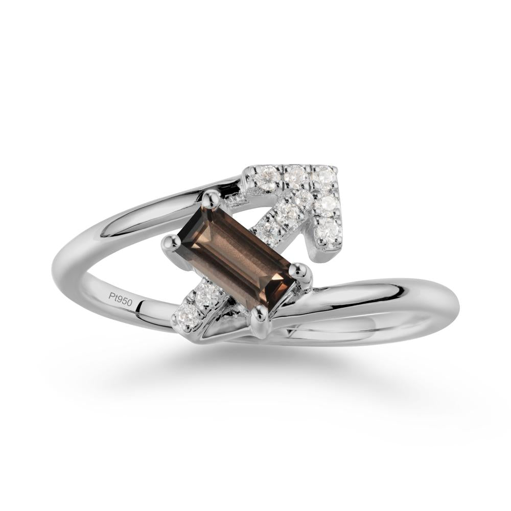 Bypass Sagittarius Zodiac Smoky Quartz Ring-Adventurous & Humor - LUO Jewelry #metal_platinum
