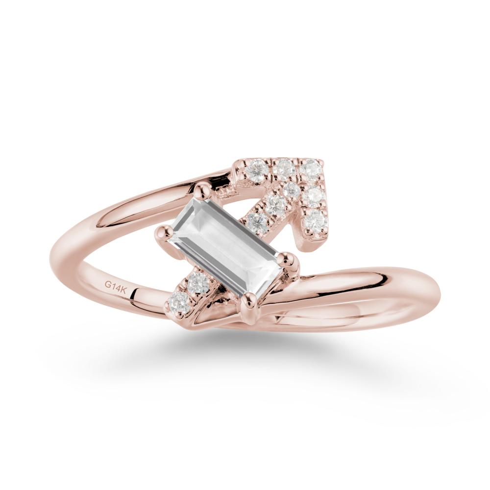 Arrow-Inspired White Topaz Ring In Sterling Silver - LUO Jewelry #metal_14k rose gold