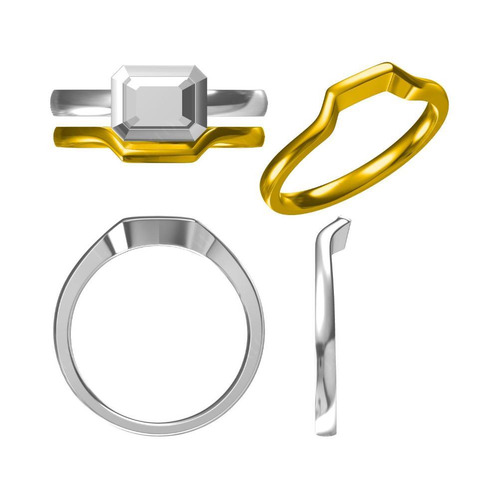 Green Amethyst Bezel Emerald Cut Engagement Ring - LUO Jewelry