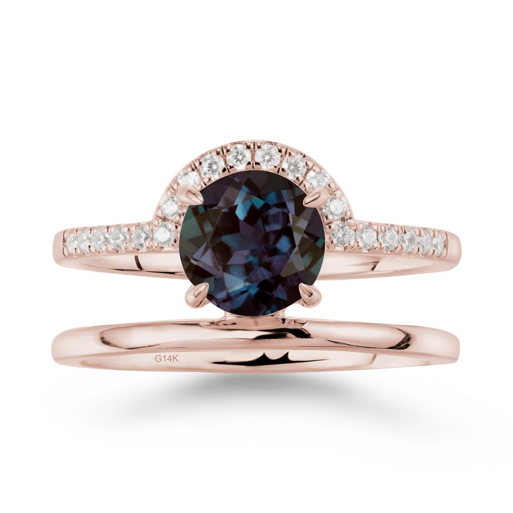 Double Band Libra Zodiac Alexandrite Ring-Balanced & Cracious - LUO Jewelry #metal_14k rose gold