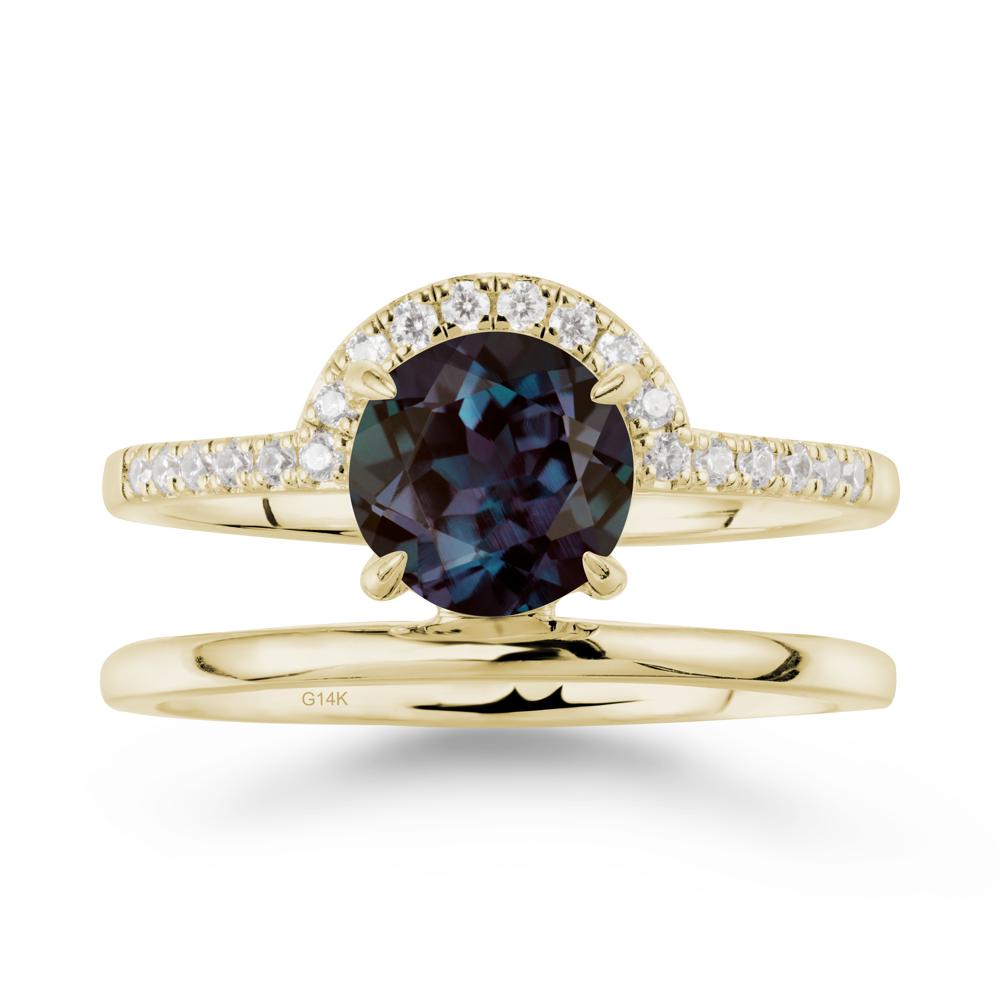 Double Band Libra Zodiac Alexandrite Ring-Balanced & Cracious - LUO Jewelry #metal_14k yellow gold