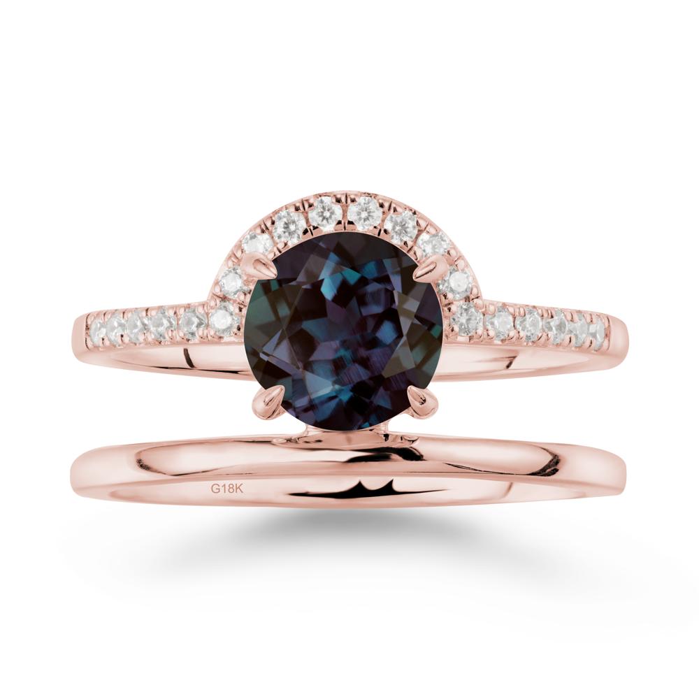 Double Band Libra Zodiac Alexandrite Ring-Balanced & Cracious - LUO Jewelry #metal_18k rose gold