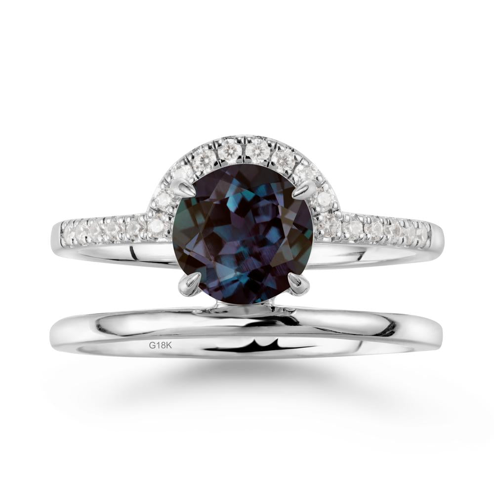 Double Band Libra Zodiac Alexandrite Ring-Balanced & Cracious - LUO Jewelry #metal_18k white gold