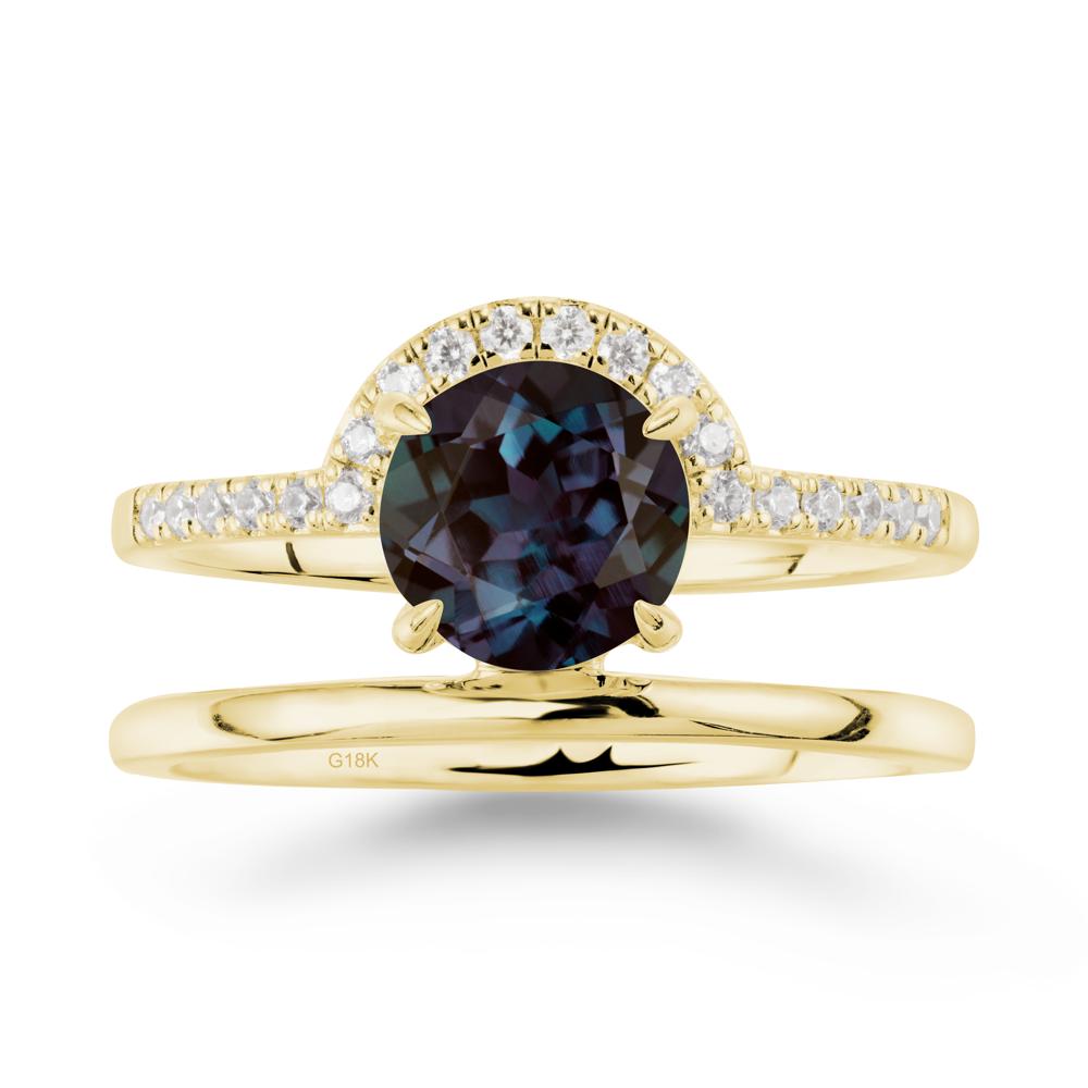 Double Band Libra Zodiac Alexandrite Ring-Balanced & Cracious - LUO Jewelry #metal_18k yellow gold
