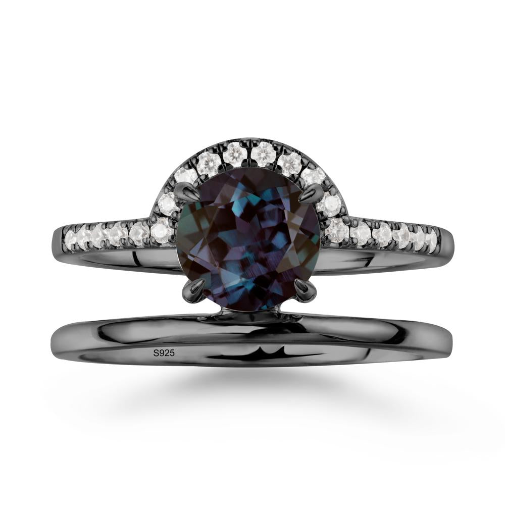 Double Band Libra Zodiac Alexandrite Ring-Balanced & Cracious - LUO Jewelry #metal_black finish sterling silver
