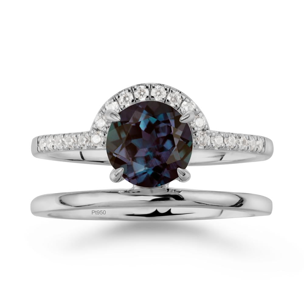 Double Band Libra Zodiac Alexandrite Ring-Balanced & Cracious - LUO Jewelry #metal_platinum