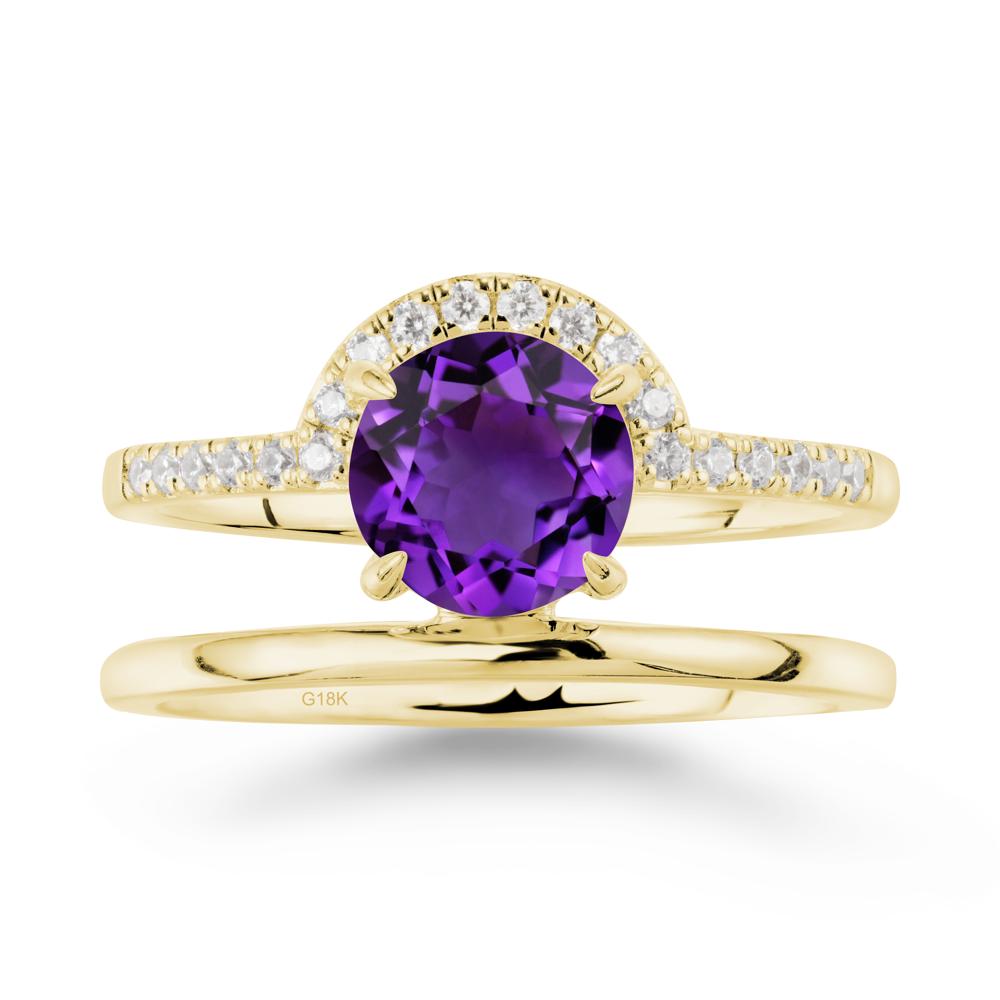 Double Band Creative Amethyst Ring - LUO Jewelry #metal_18k yellow gold