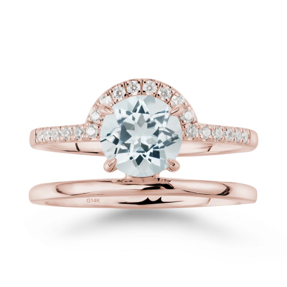 Round Shaped Aquamarine Ring In 18K Yellow Gold - LUO Jewelry #metal_14k rose gold