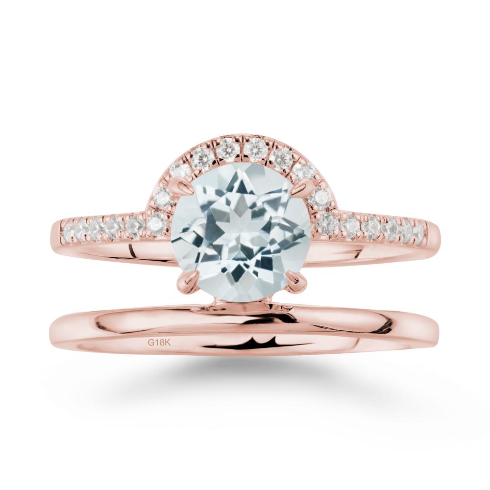 Round Shaped Aquamarine Ring In 18K Yellow Gold - LUO Jewelry #metal_18k rose gold