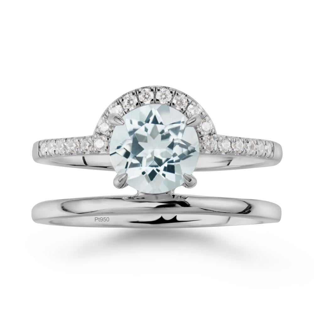 Round Shaped Aquamarine Ring In 18K Yellow Gold - LUO Jewelry #metal_platinum