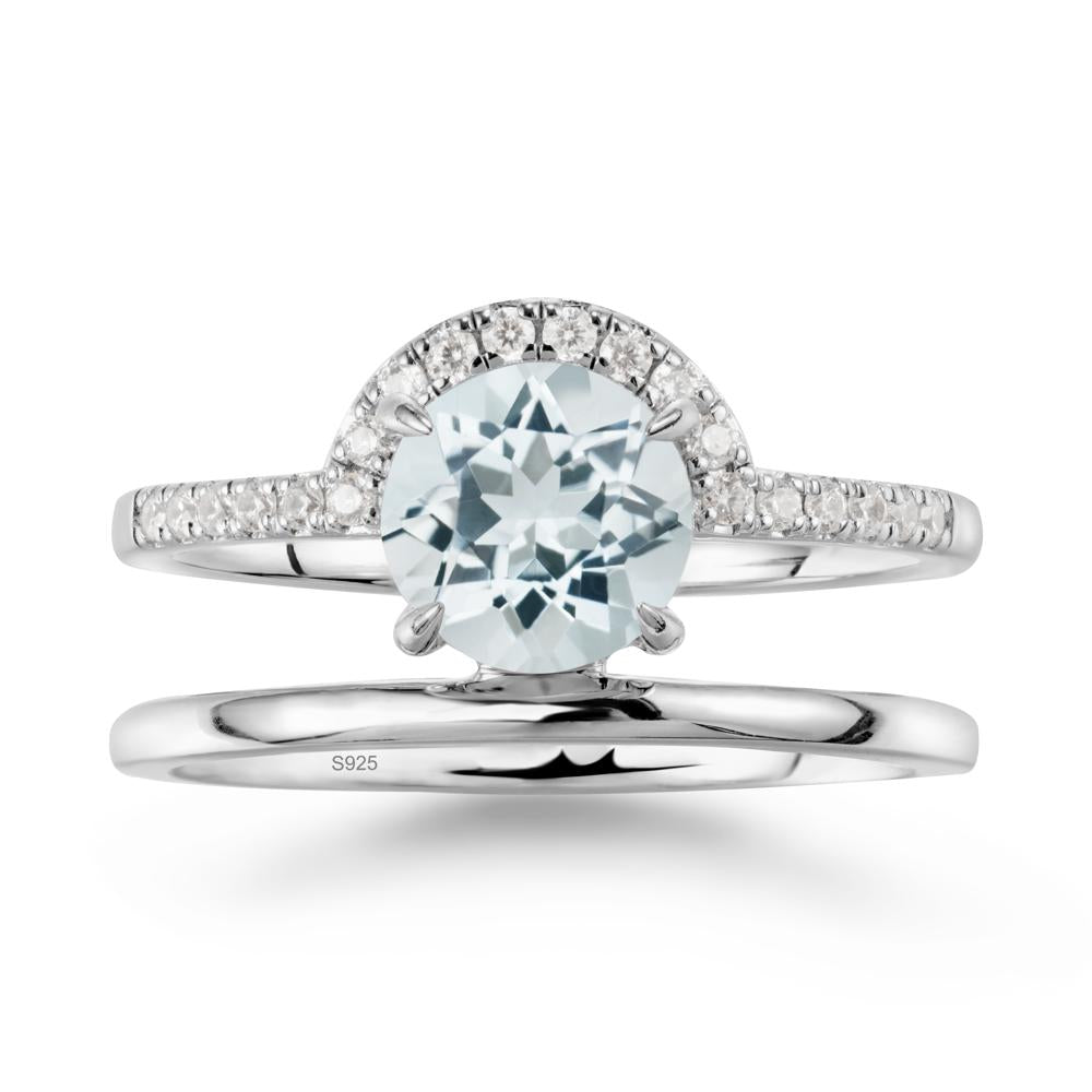 Round Shaped Aquamarine Ring In 18K Yellow Gold - LUO Jewelry #metal_sterling silver