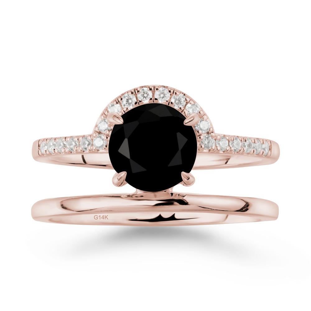 Double Band Libra Zodiac Black Spinel Ring-Balanced & Cracious - LUO Jewelry #metal_14k rose gold