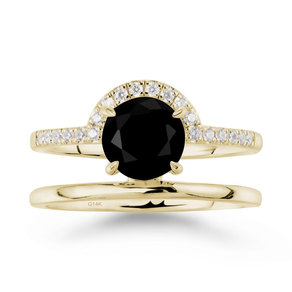 Double Band Libra Zodiac Black Spinel Ring-Balanced & Cracious - LUO Jewelry #metal_14k yellow gold