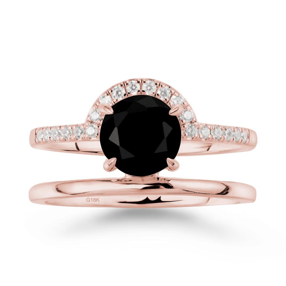 Double Band Libra Zodiac Black Spinel Ring-Balanced & Cracious - LUO Jewelry #metal_18k rose gold