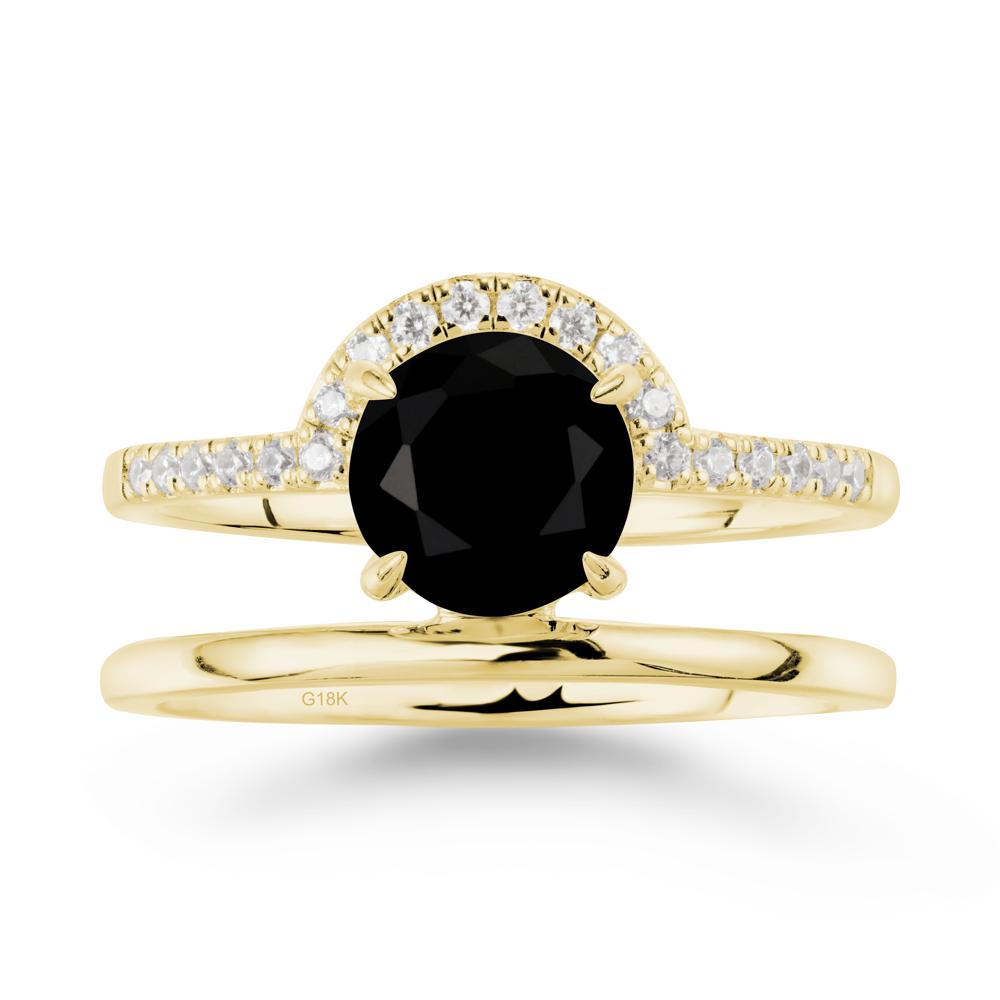 Double Band Libra Zodiac Black Spinel Ring-Balanced & Cracious - LUO Jewelry #metal_18k yellow gold