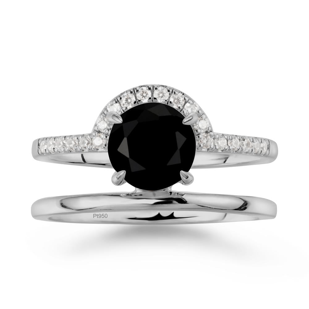 Double Band Libra Zodiac Black Spinel Ring-Balanced & Cracious - LUO Jewelry #metal_platinum