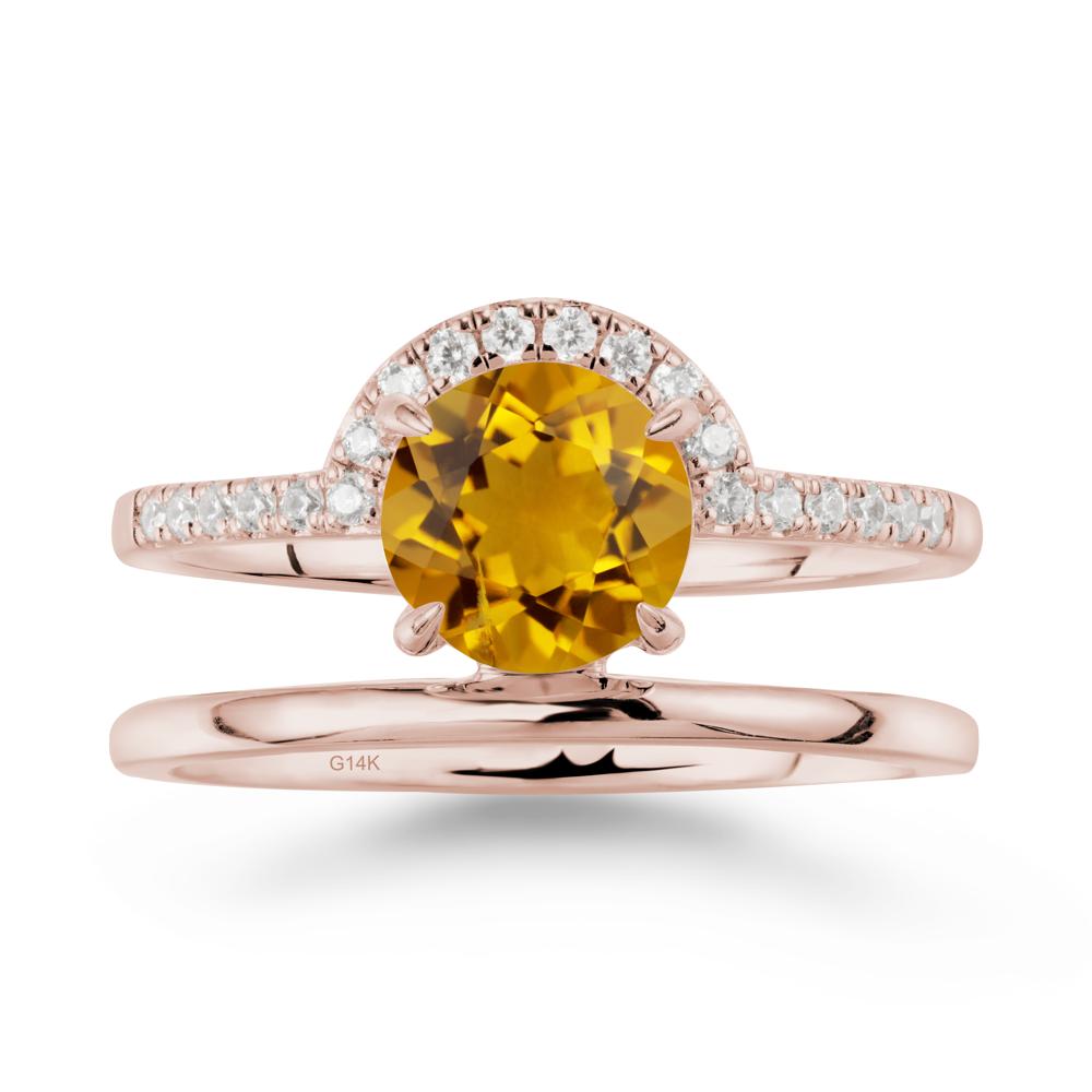 Double Band Creative Citrine Ring - LUO Jewelry #metal_14k rose gold