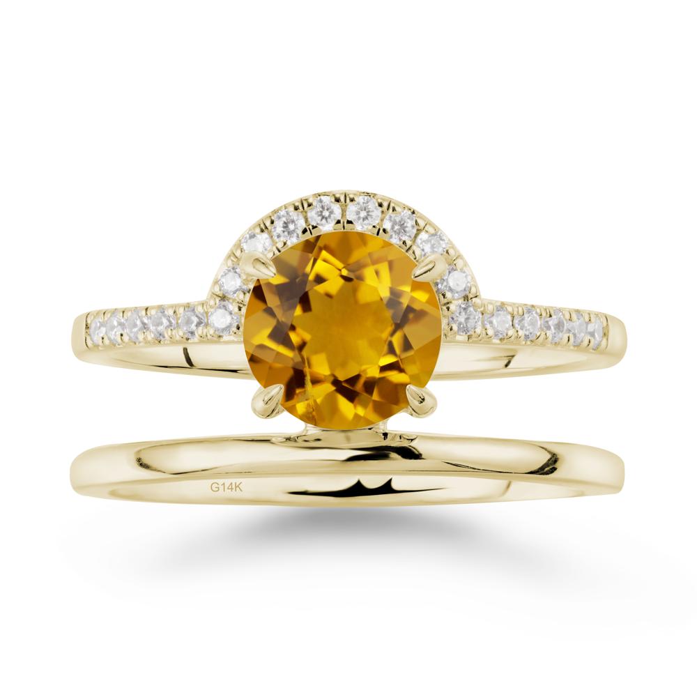 Double Band Creative Citrine Ring - LUO Jewelry #metal_14k yellow gold