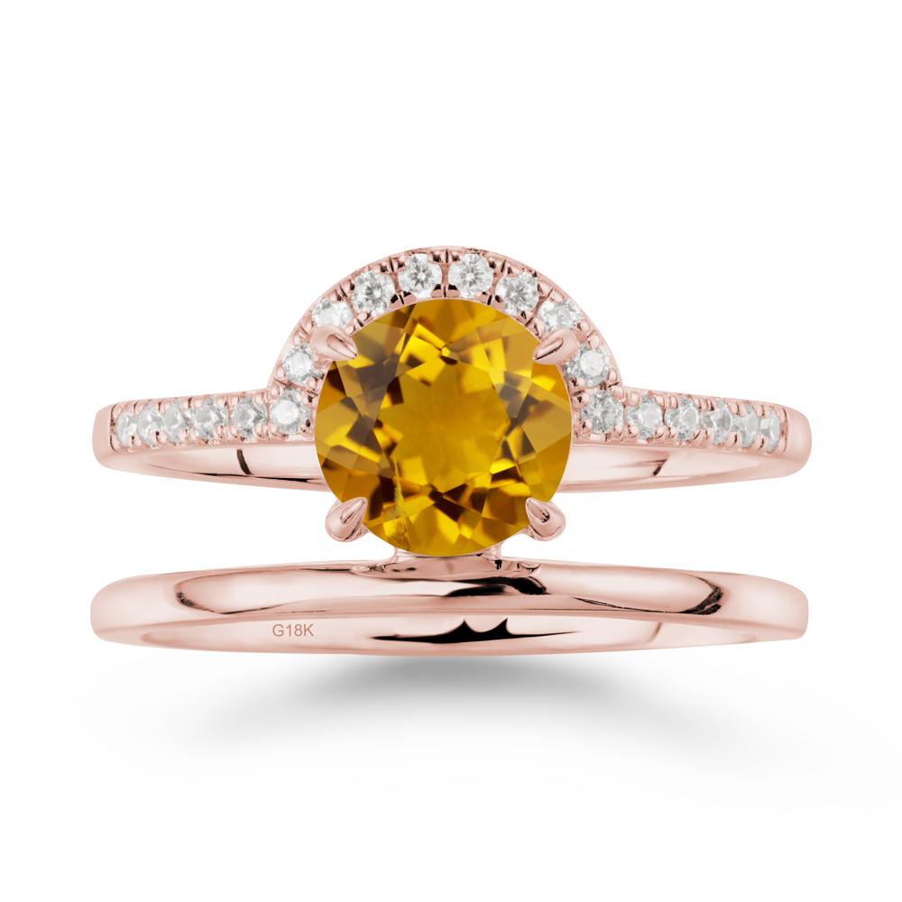 Double Band Creative Citrine Ring - LUO Jewelry #metal_18k rose gold