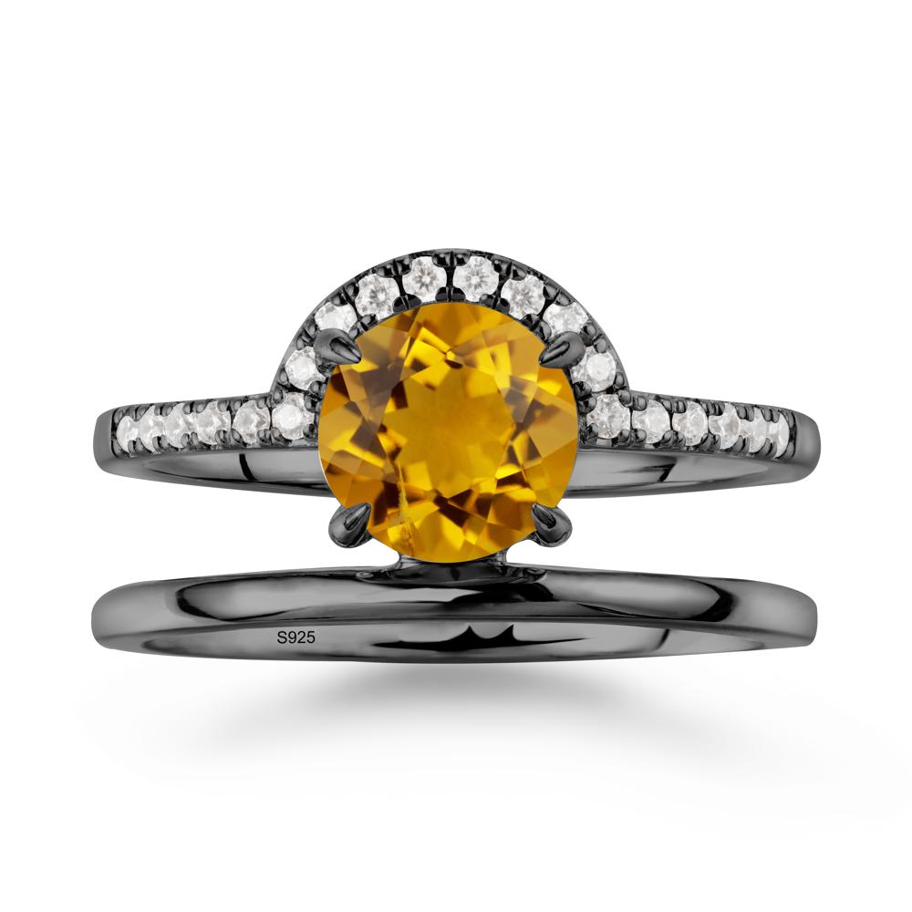 Double Band Creative Citrine Ring - LUO Jewelry #metal_black finish sterling silver