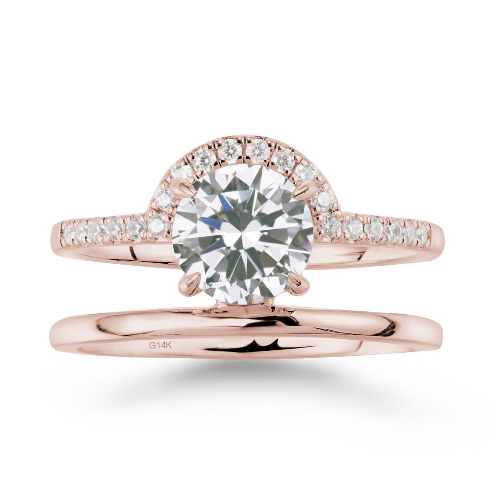 Round Shaped Cubic Zirconia Ring In 18K Yellow Gold - LUO Jewelry #metal_14k rose gold