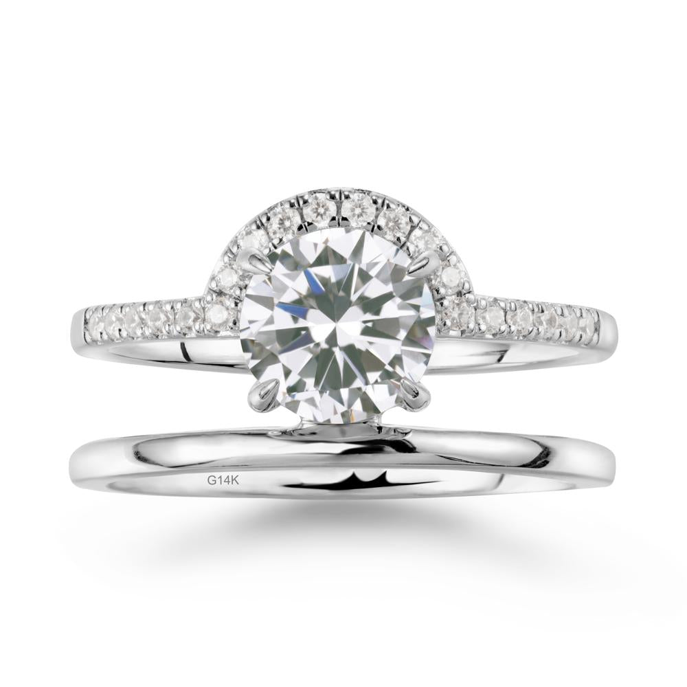 Round Shaped Cubic Zirconia Ring In 18K Yellow Gold - LUO Jewelry #metal_14k white gold