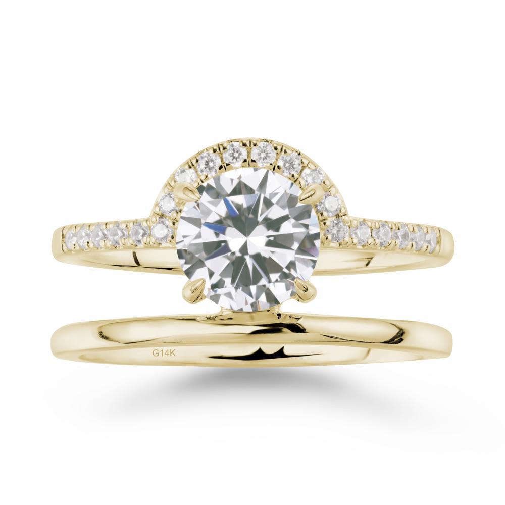 Round Shaped Cubic Zirconia Ring In 18K Yellow Gold - LUO Jewelry #metal_14k yellow gold