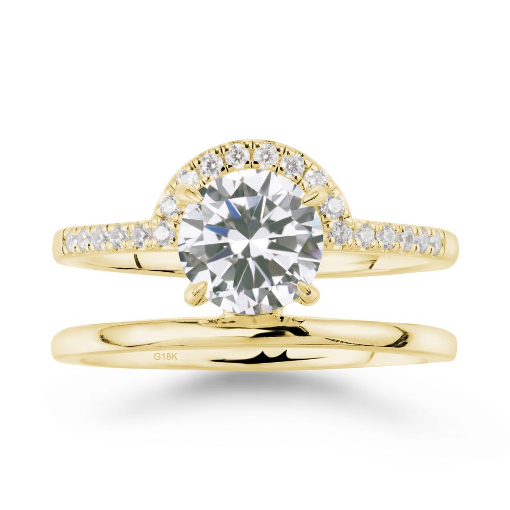 Round Shaped Cubic Zirconia Ring In 18K Yellow Gold - LUO Jewelry #metal_18k yellow gold