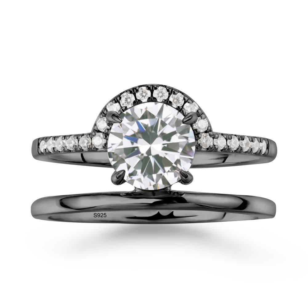 Round Shaped Cubic Zirconia Ring In 18K Yellow Gold - LUO Jewelry #metal_black finish sterling silver