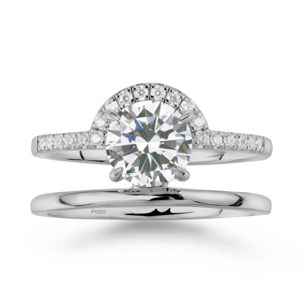 Round Shaped Cubic Zirconia Ring In 18K Yellow Gold - LUO Jewelry #metal_platinum