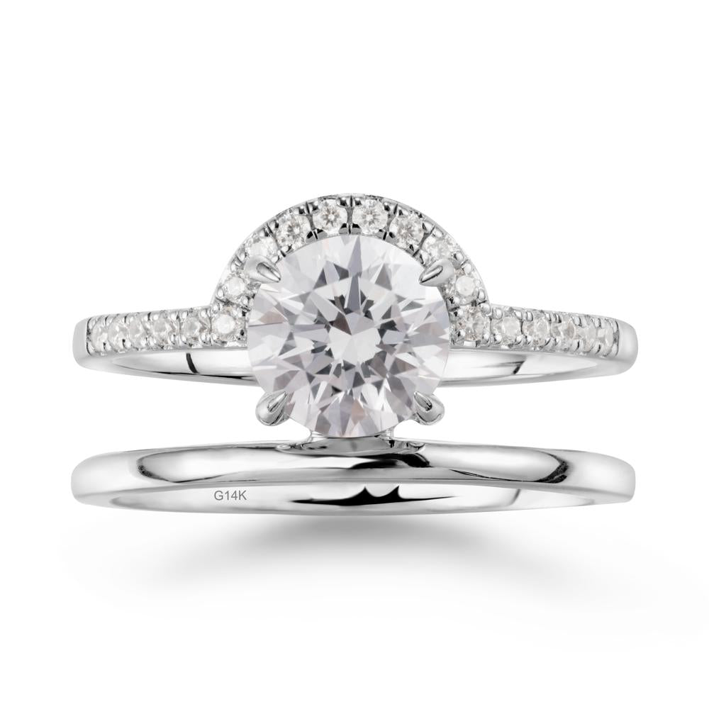 Double Band Libra Zodiac Diamond Ring-Balanced & Cracious - LUO Jewelry #metal_14k white gold