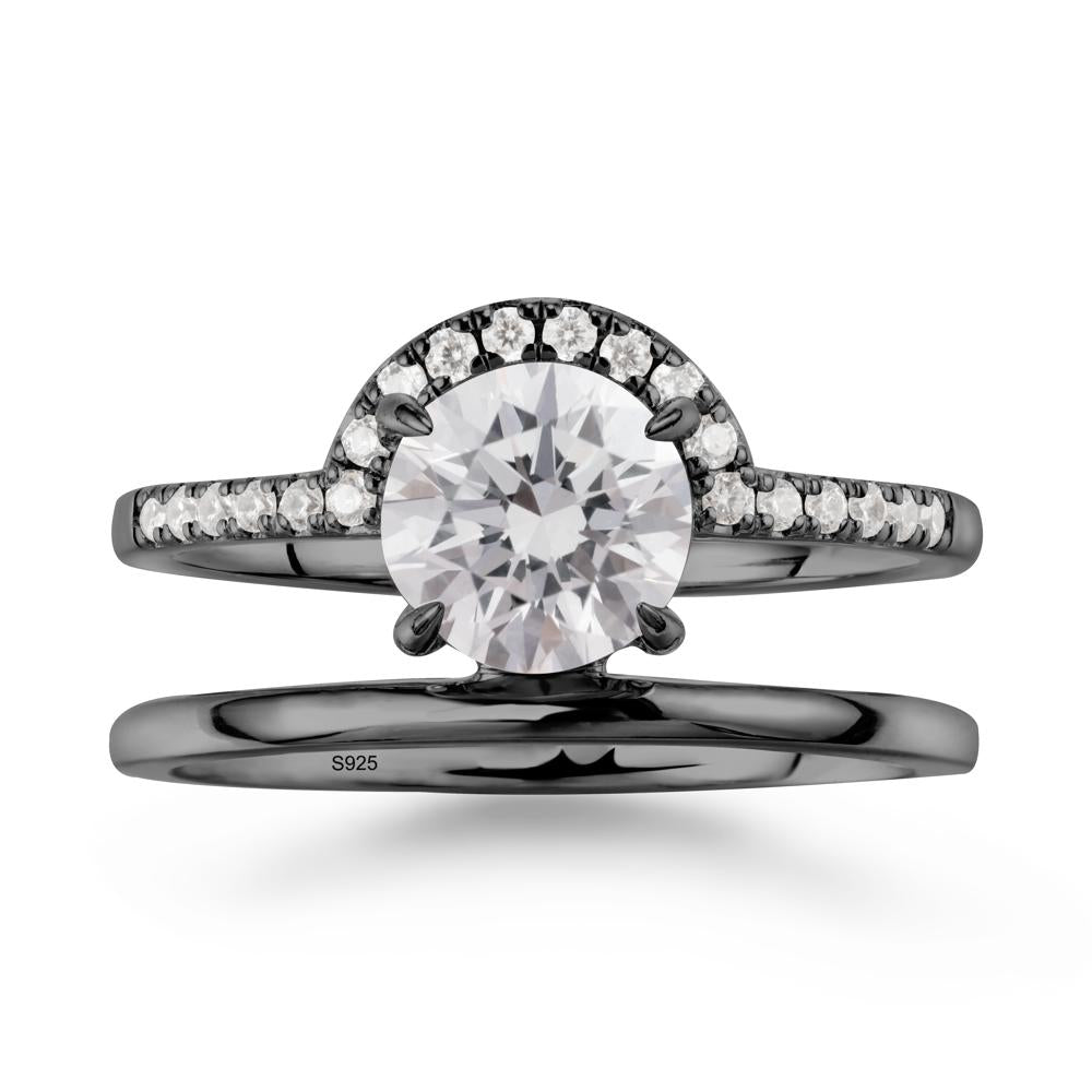 Double Band Libra Zodiac Diamond Ring-Balanced & Cracious - LUO Jewelry #metal_black finish sterling silver