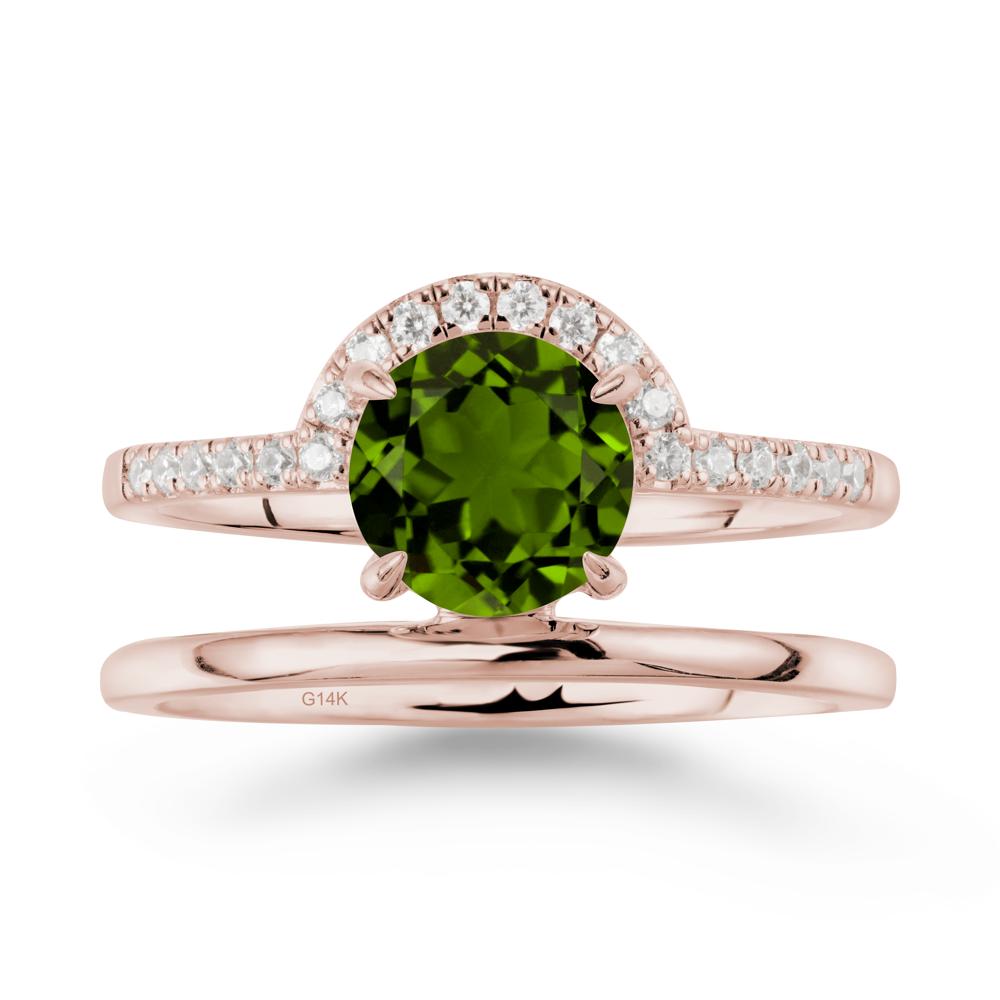 Double Band Creative Diopside Ring - LUO Jewelry #metal_14k rose gold