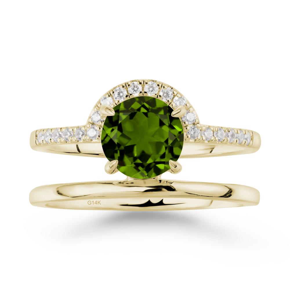 Double Band Creative Diopside Ring - LUO Jewelry #metal_14k yellow gold