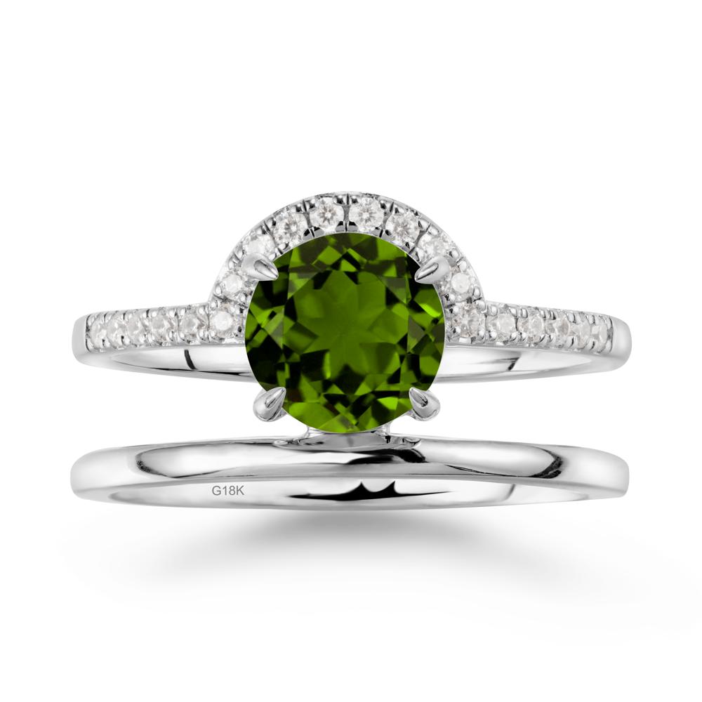 Double Band Creative Diopside Ring - LUO Jewelry #metal_18k white gold