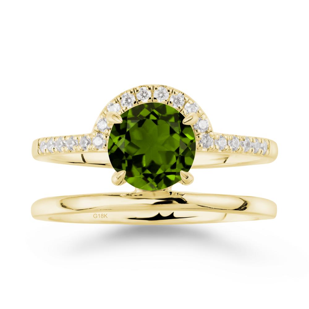 Double Band Creative Diopside Ring - LUO Jewelry #metal_18k yellow gold