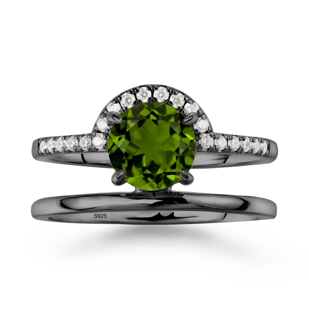 Double Band Creative Diopside Ring - LUO Jewelry #metal_black finish sterling silver