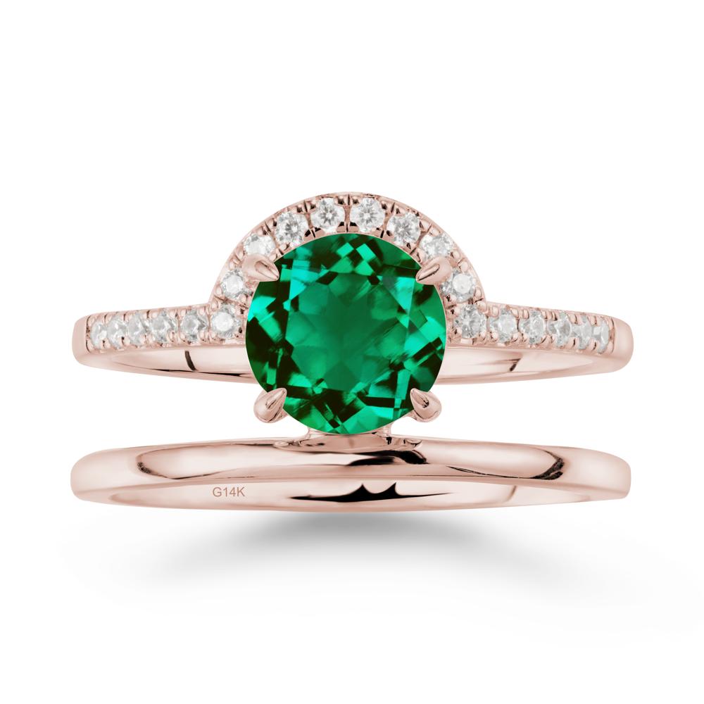 Round Shaped Emerald Ring In 18K Yellow Gold - LUO Jewelry #metal_14k rose gold