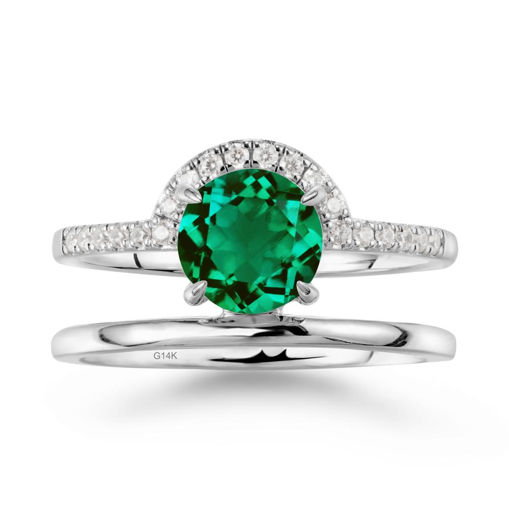 Round Shaped Emerald Ring In 18K Yellow Gold - LUO Jewelry #metal_14k white gold