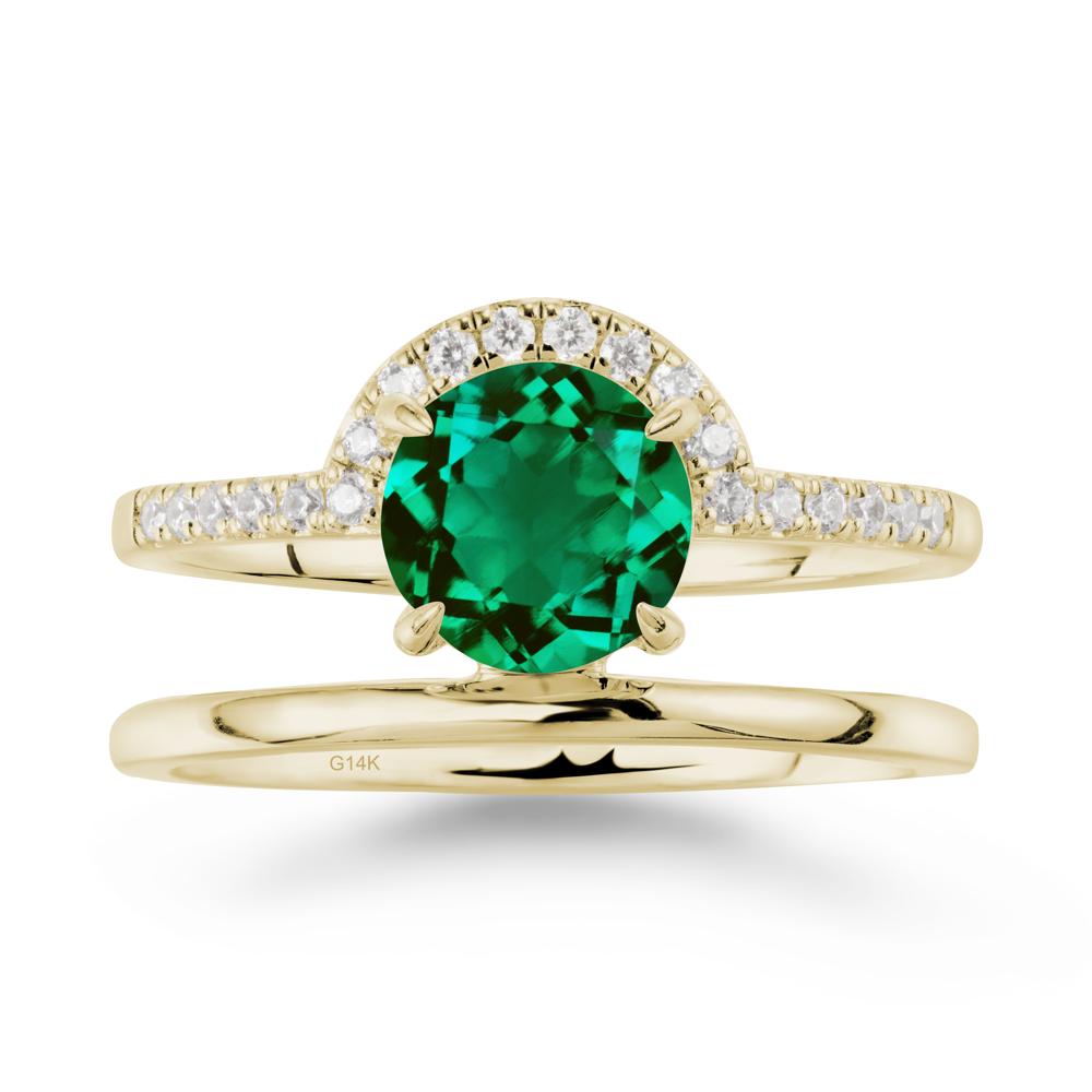 Round Shaped Emerald Ring In 18K Yellow Gold - LUO Jewelry #metal_14k yellow gold
