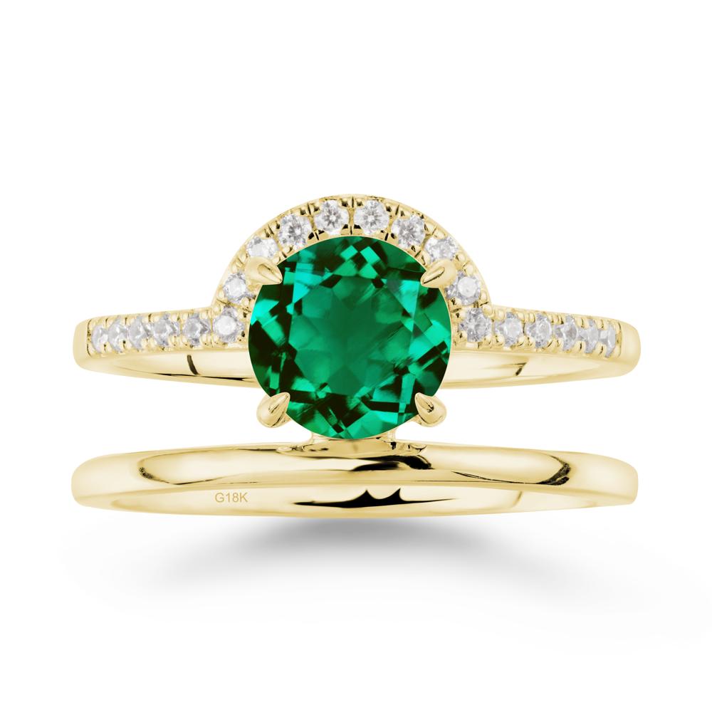 Round Shaped Emerald Ring In 18K Yellow Gold - LUO Jewelry #metal_18k yellow gold